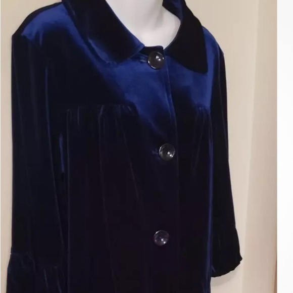 Vintage Velvet navy blue Jacket size XL evening wedding guest party event - Picture 4 of 12
